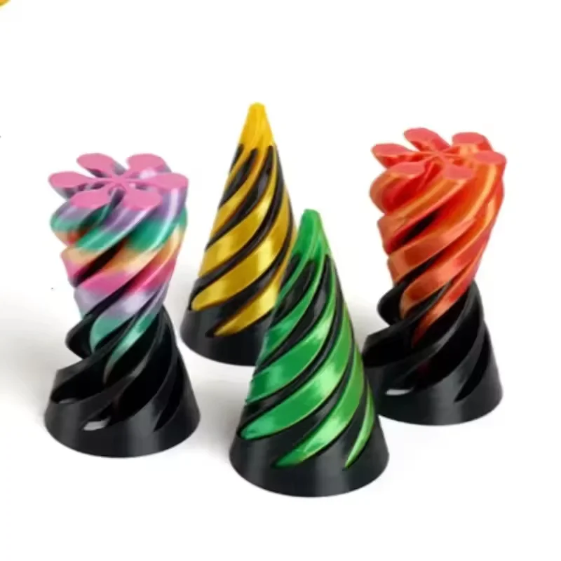 

3D Printed Spiral Cone Helix Pyramid Fidget Toy Passthrough Illusion Sculpture Stress Relief Fingertip Decompression Toy