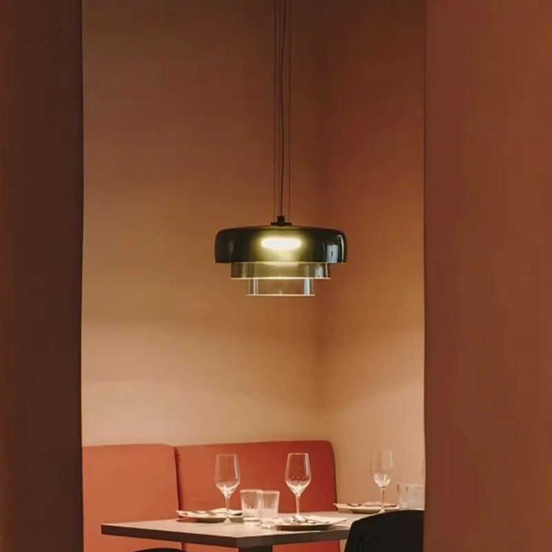 

Nordic LED minimalist retro glass lampshade pendant light minimalist living room dining room coffee bar decoration pendant light