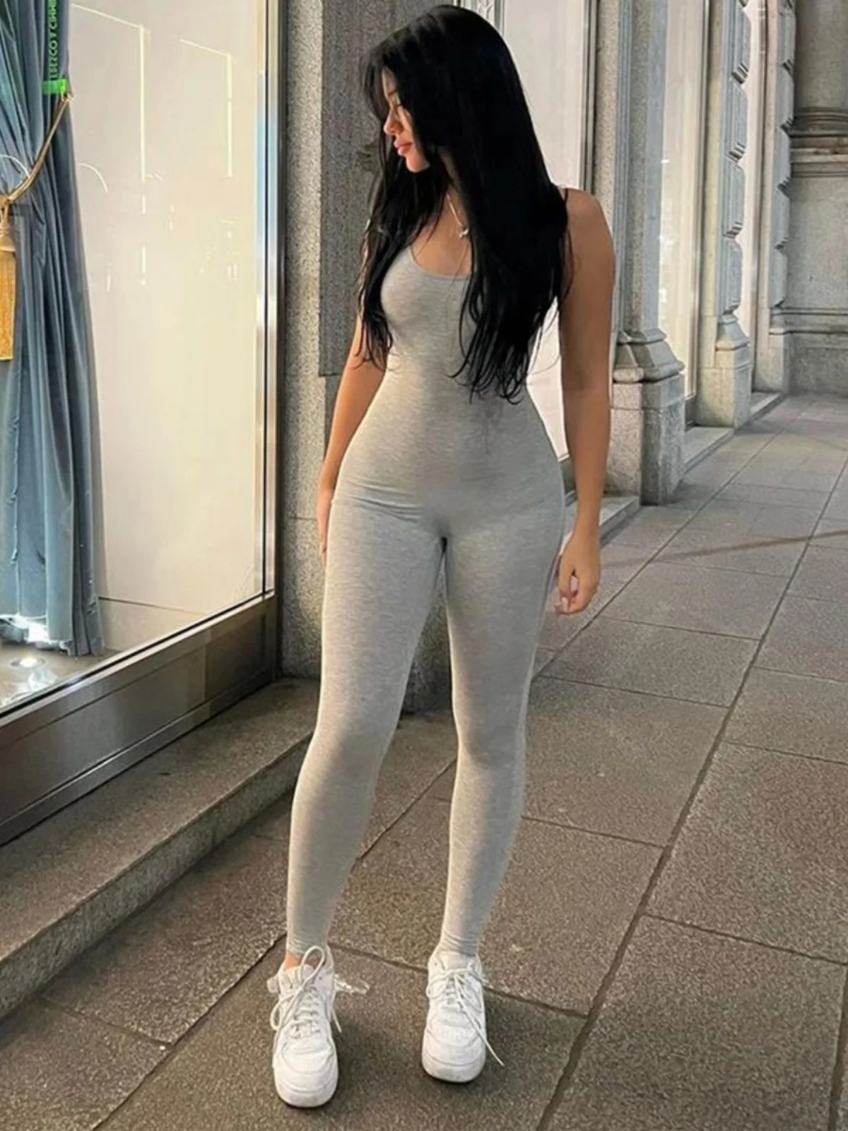 Combinaison de yoga pour femmes, coupe ajustée, pantalon décontracté, leggings longs, style street, taille fine, matière estivale