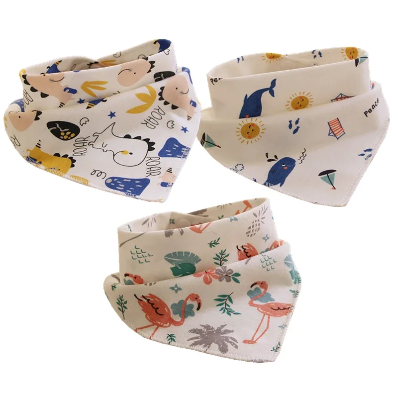 Baby Bibs Boys Girls Bandana Bibs Burp Cloth Print Triangle Cotton Baby Scarf Meal Collar Feeding Accessories Saliva Towel