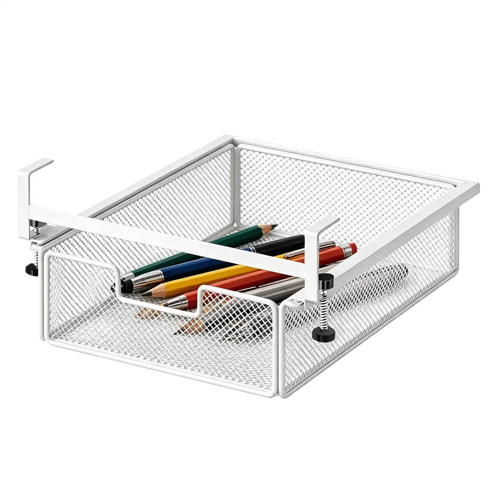 Under Desk Drawer Slide-Out No Drilling Organizer Shelf Under Table Organizer Box for Homeowners Renters Freelancers Gamers