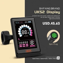 Bafang Ebike HDMI Colour Display 24V-72V LCD UKS2 eBike Computer 9 PAS For 8FUN BBS02B BBS01B BBSHD Mid Hub Motor 5PIN Female