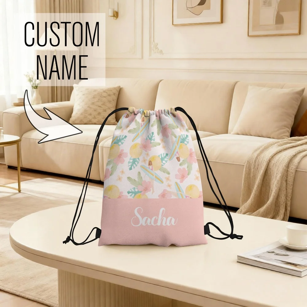 1Pc Personalized Drawstring Bag with Custom Text/Name - Ideal for Beach Trips,Backpack for Gym Fitness School Outdoor Casual Use