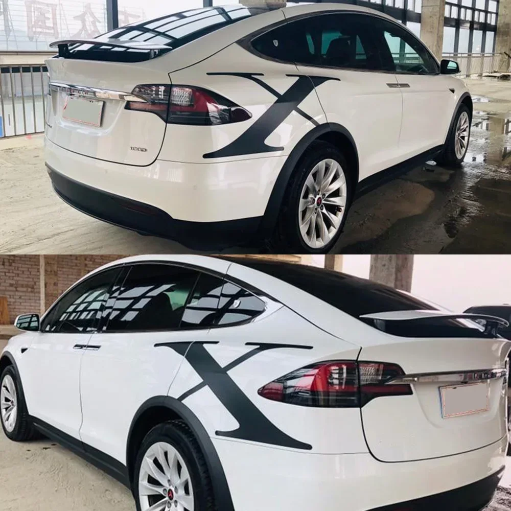 

2Pcs Car Side Door Stickers Motor Graphics X Styling Vinyl Decoration Decals Auto Tuning Accessories For TESLA MODEL X Sport