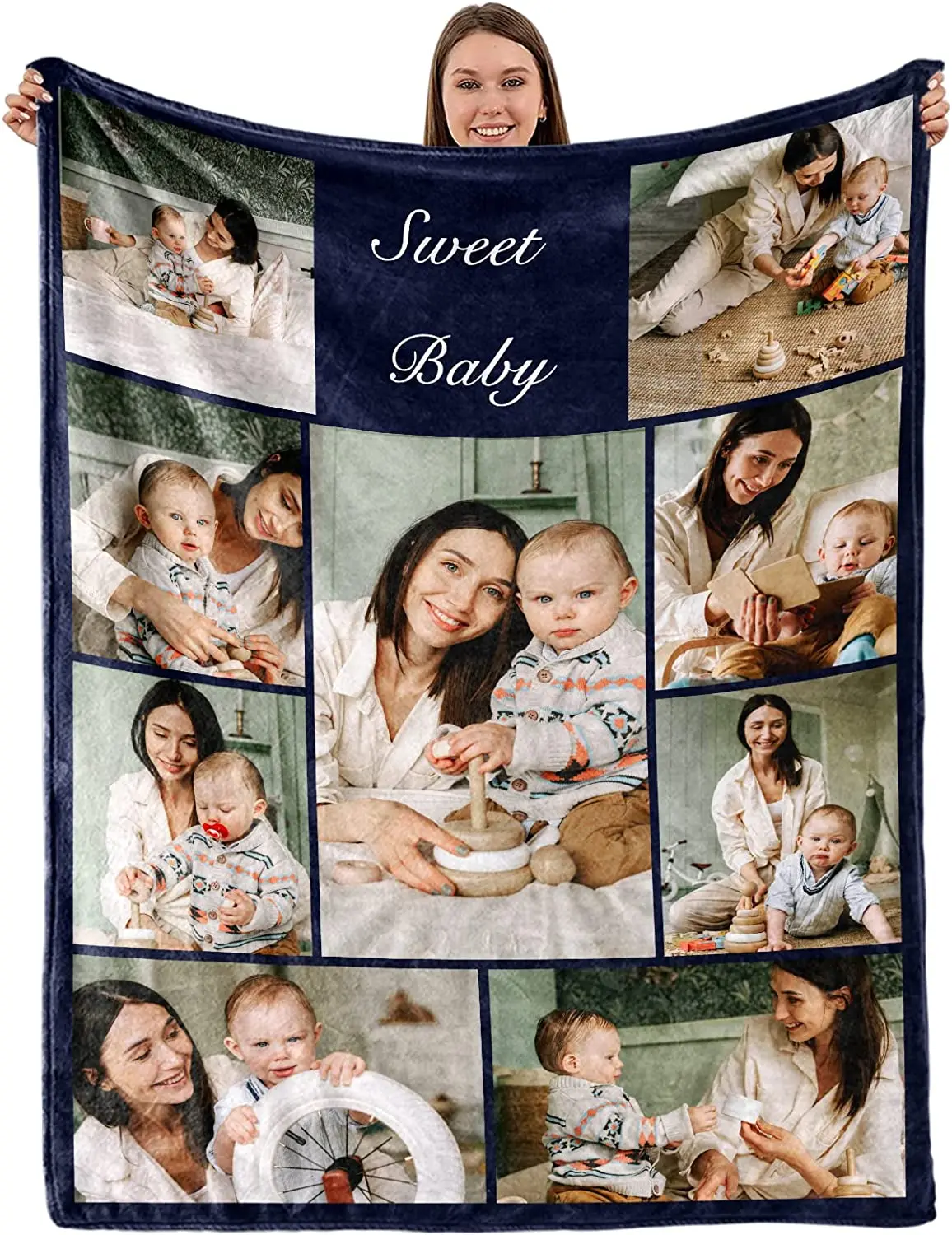 Benutzerdefinierte Decke mit Worten, Bild-Collage, individuelle Decken, Geburtstags-Souvenir, Weihnachtsgeschenke, personalisierte Überwurfdecke – Detail 12