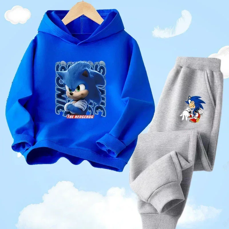 Ensemble de sweat à capuche Sonic pour enfants, vêtements pour bébés, sweat-shirt pour enfants, mère, garçon, fille, 2-12 ans, printemps, 2024