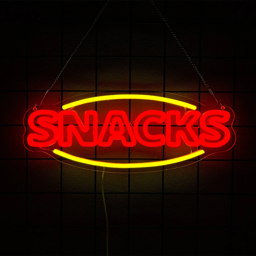 

Snacks Neon Sign, Used For Commercial Wall Decor, Usb Powered, Store Doors And Windows, Fast Food Restaurant Art Wall Lamps.