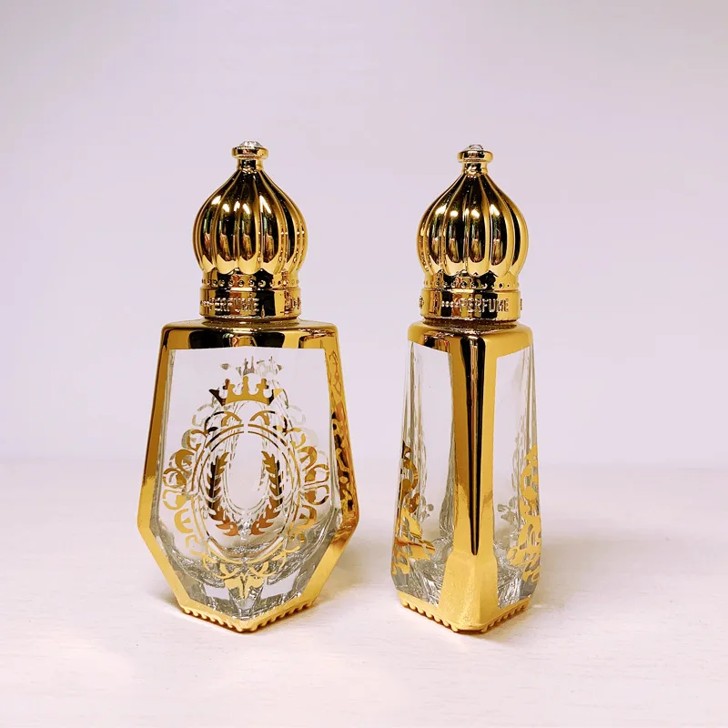 10/30/50pcs 12ml Gold Arabic Crystal Attar Oil Bottle Essential Oil Bottle Glass Bottle for Perfume Oil With Roller Ball