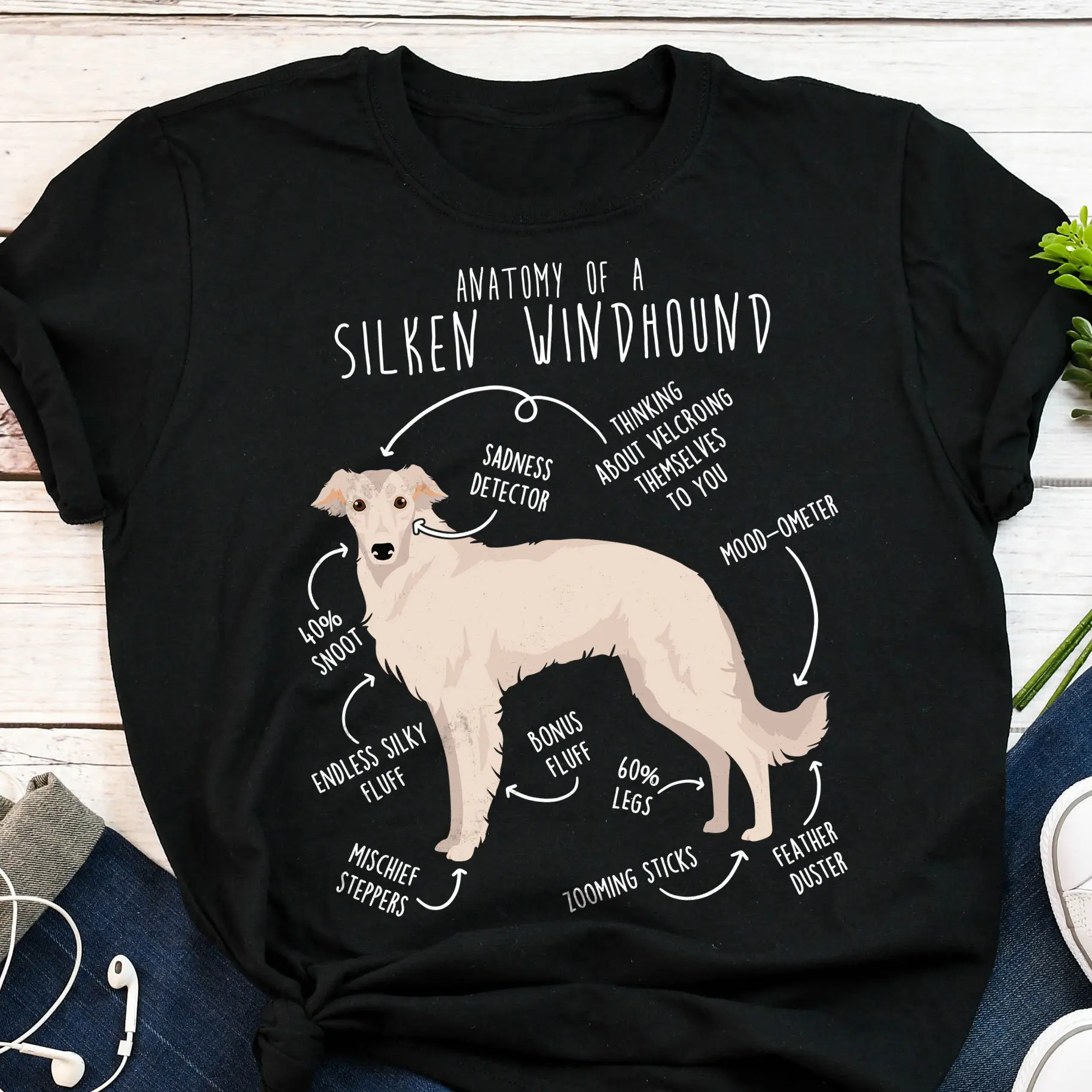 Silken Windhound T Shirt Funny Dog Lover Cute White Cream Sighthound Mom Dad Pet Borzoi