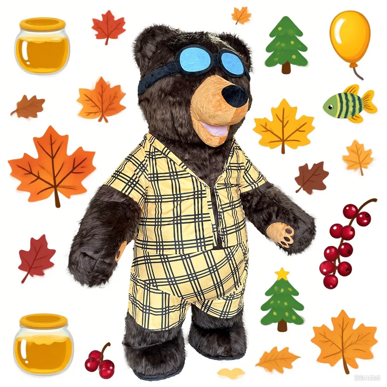 

Brown Bear Inflatable Costume Mascot Parade Adult Character Cosplay Birthday Halloween Party Event Plush Set