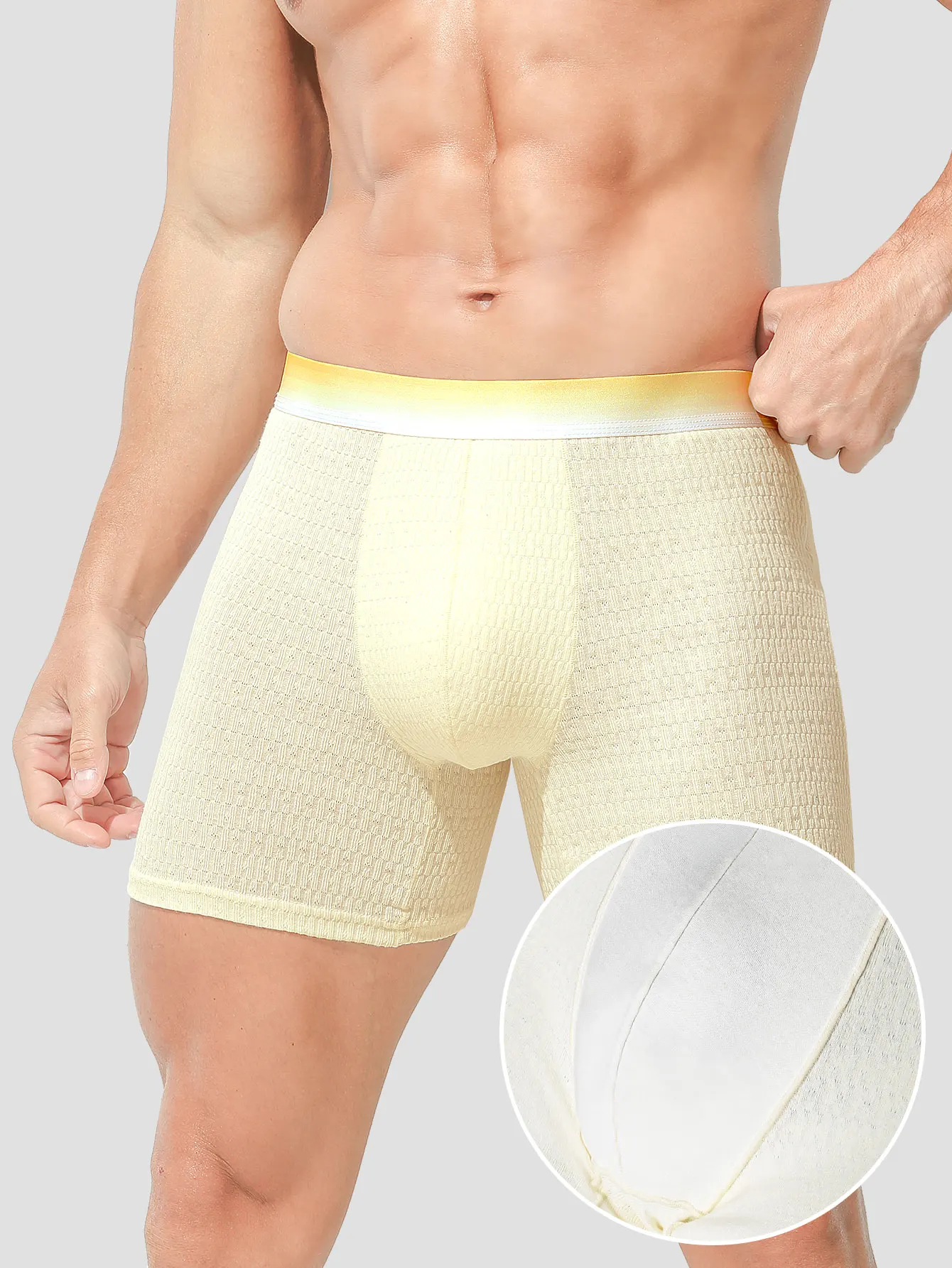 

Men's pure cotton underwear, anti-leg abrasion, antibacterial, flat Angle, summer thin, extended and enlarged sports shorts