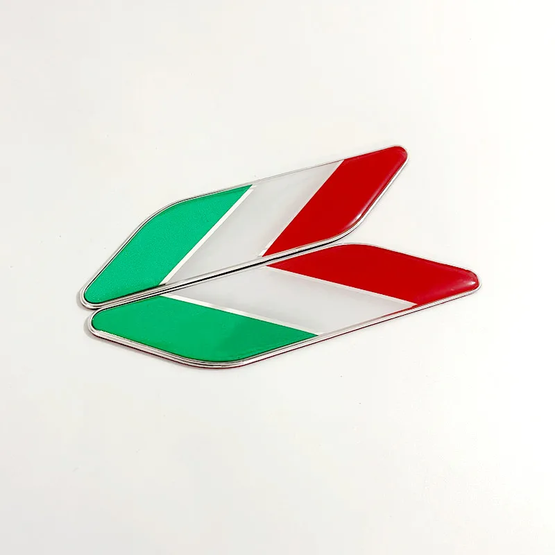 1 par de pegatinas de Metal con emblema de guardabarros lateral de bandera nacional italiana, accesorios adhesivos para coche para Fiat Alfa Romeo 159 147 156 Abarth