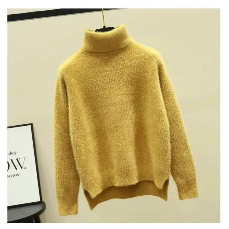 Suéter grueso y cálido de cuello alto, resistente al frío Jersey de punto, versión coreana, Top de otoño e invierno