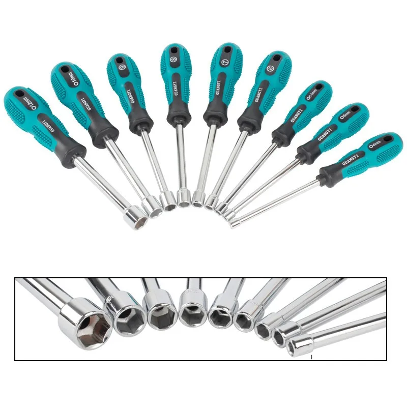 Looook Store Sleeve Screwdriver Set Outer Hexagon Sleeve Screwdriver Wrench 6 Corner Sleeve Lot 5.5 8 10 6 7mm