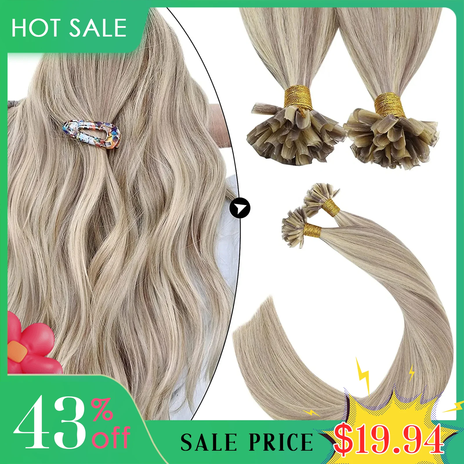 Hair Tip 50g/100g Hair 14-24" Hair Human Nail Extensions