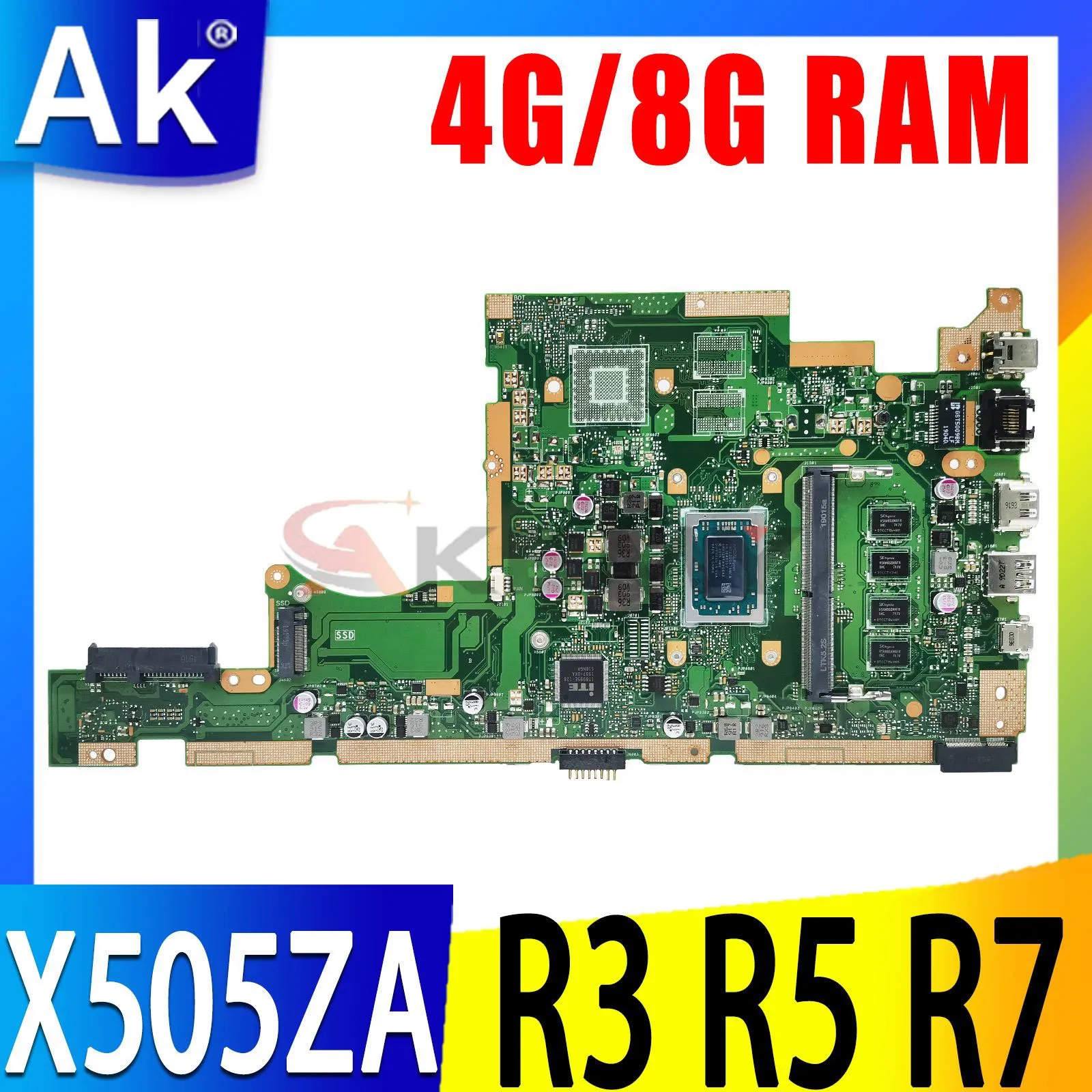 

Shenzhen X505ZA Mainboard For ASUS X505Z A580Z A505Z K550A Laptop Motherboard with R3-2300U R5-2500U R7-2700U CPU 4GB 8GB RAM