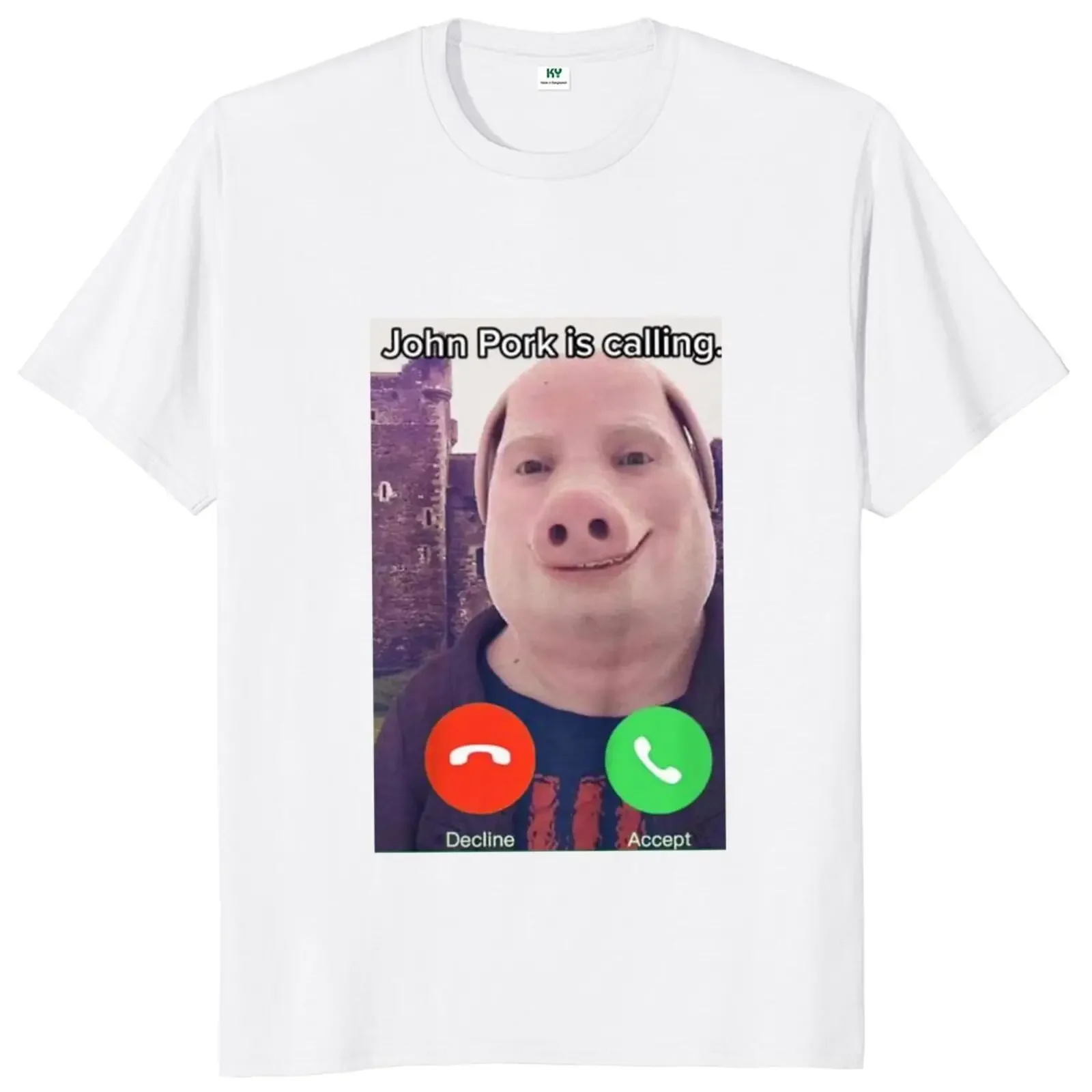 Camiseta macia casual unissex, John Pork está chamando camiseta com o pescoço 100% algodão, fãs de tendências, camisetas gráficas, 2024