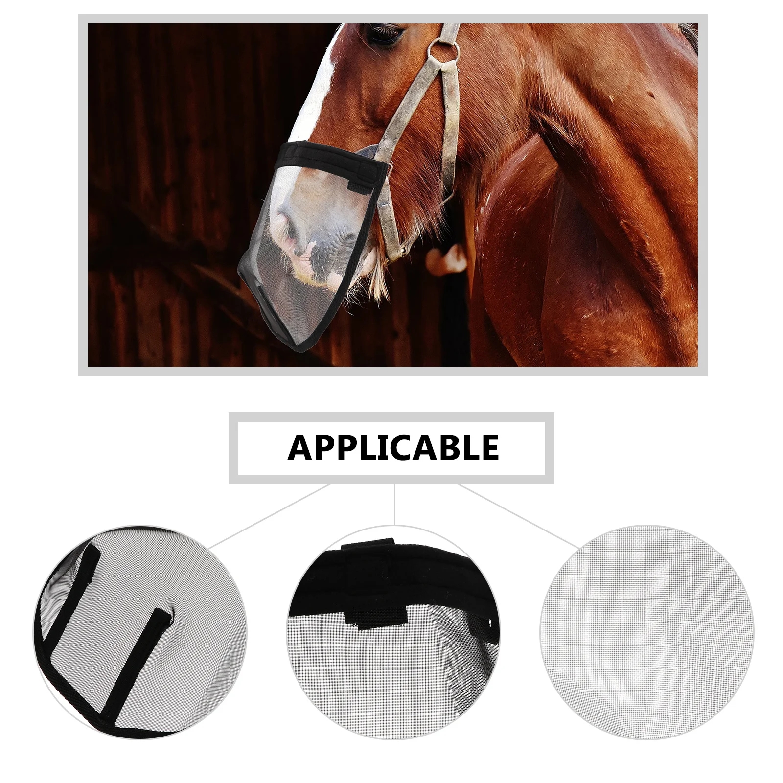 قناع شبكي للحصان، غطاء وجه قابل للتنفس مقاوم للطيران مع حماية للأذن، تصميم ناعم قابل للتمدد للاستخدام في الهواء الطلق، قناع حصان الذبابة
