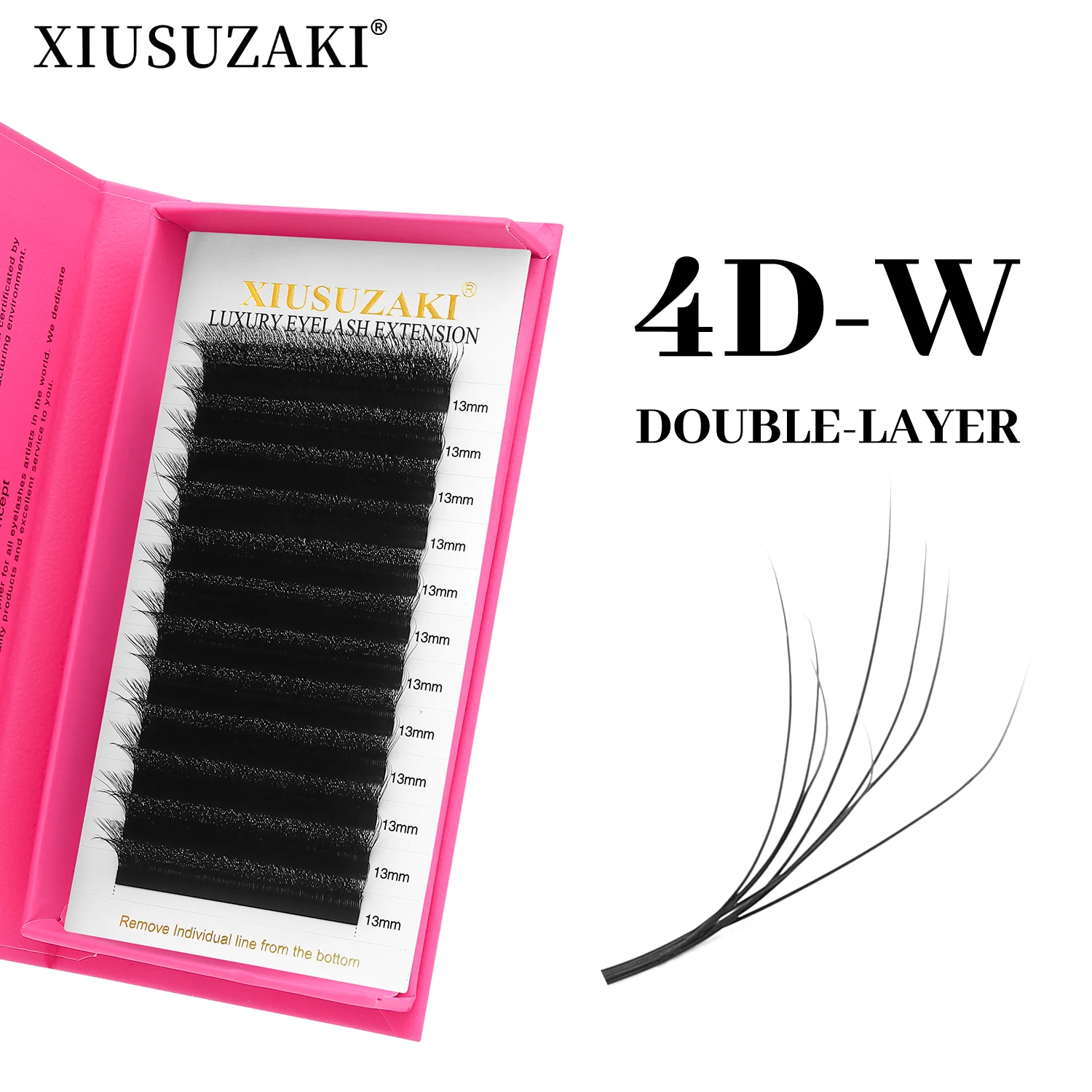 

XIUSUZAKI Multiple Layers 4D W Lashes Extensions 2-4DW False Eyelashes Extensions C+D Curl Individual Premade Volume Fans Lashes