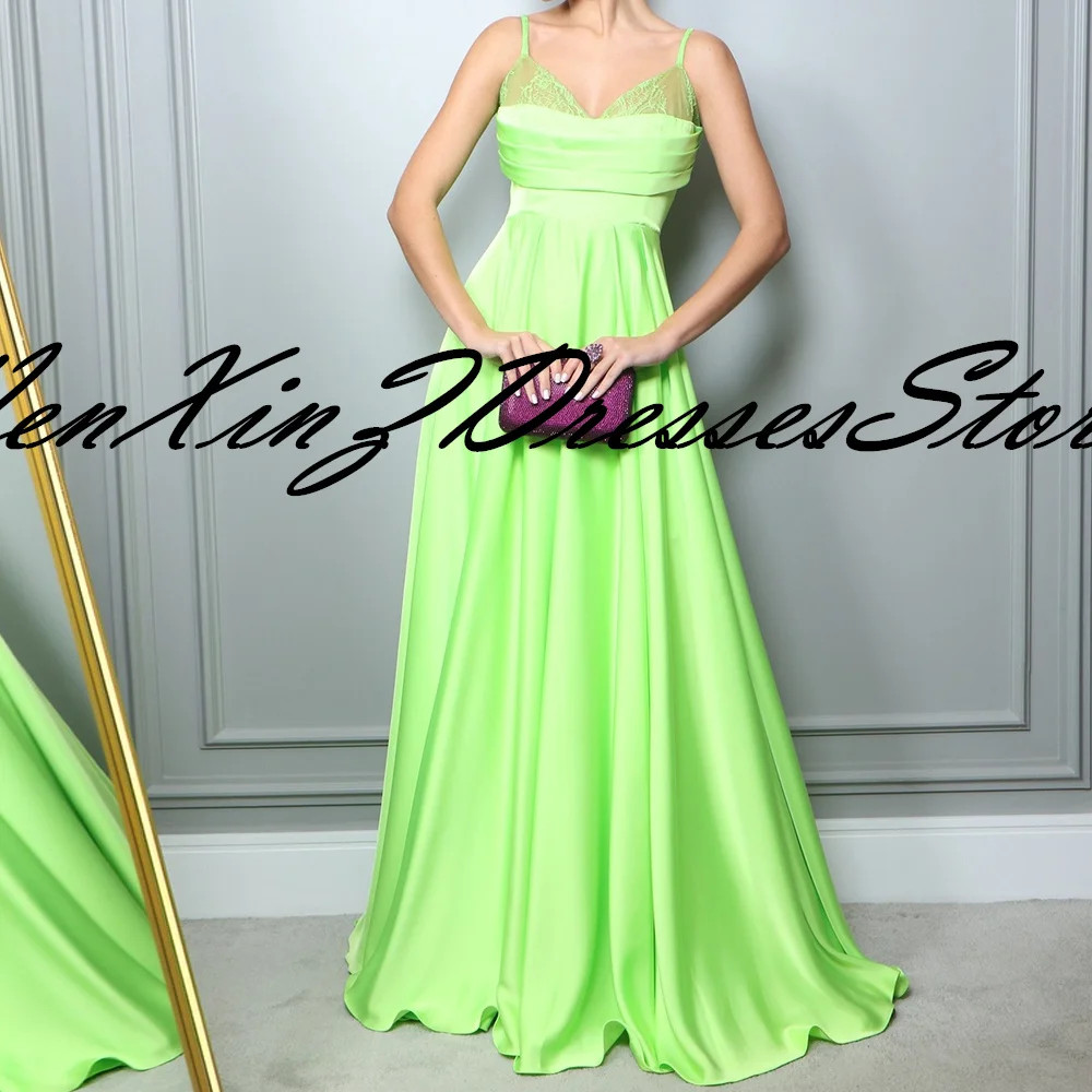 Evening Dresses Spaghetti Straps Floor Length Sleeveless stain Strapless Sweep Train A-Line Plus Size Dresses For Occasions