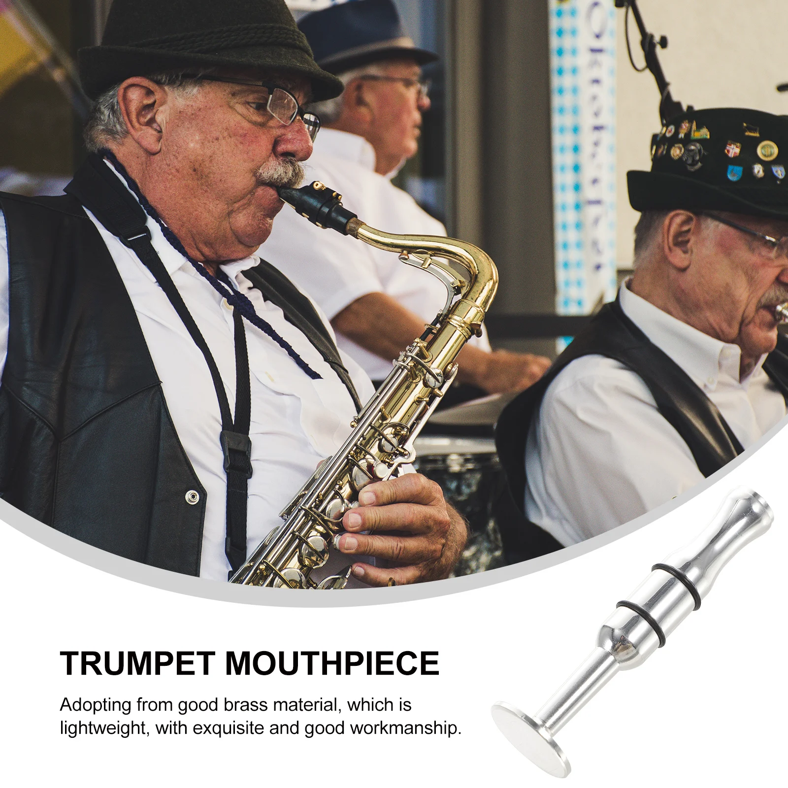 

Compact Brass Trumpet Mouthpiece Practice Instrument Lightweight Durable Replacement Silver Color Musical for Trumpeter