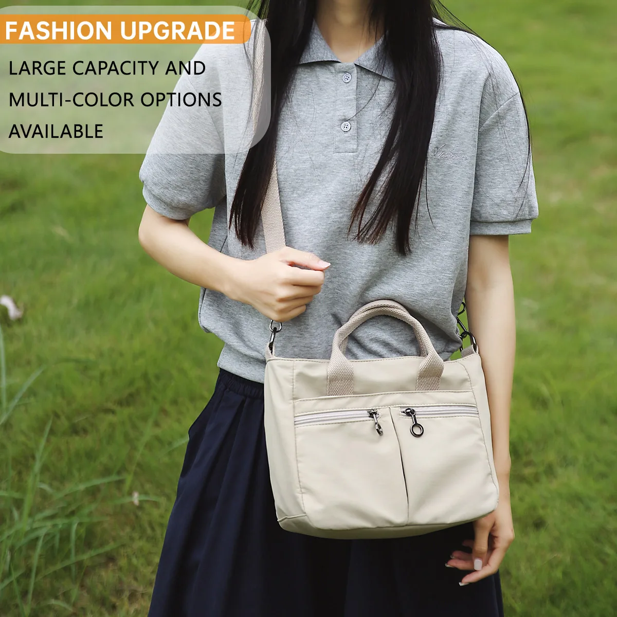 

High-Appearance-Value Student Canvas Tote Bag for Moms, Simple and Compact 3D Handbag for Commuting, Work, Lunch, Shopping, and Outings