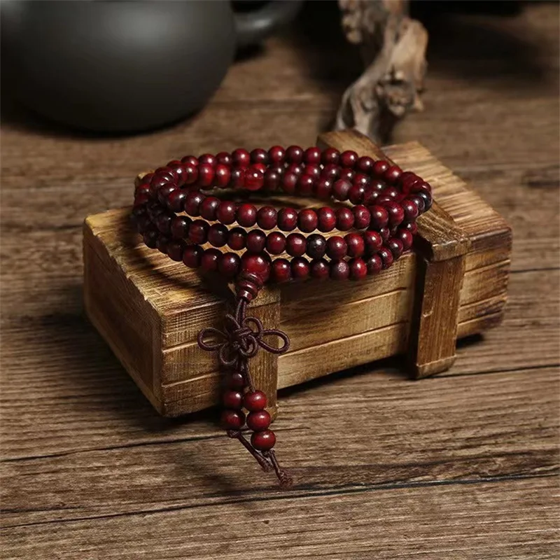 Natural Sandalwood Bracelet Buddhist Buddha Meditation Wood Beaded Bracelet Men Women Prayer 108 Beads Rosary Hanging Decoration