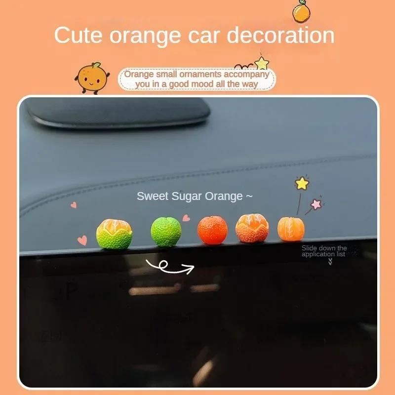 Fruit Car Accessories Cute Little Orange Center Console Car Rearview Mirror Ornament For Home and Car Dual-use Decoration