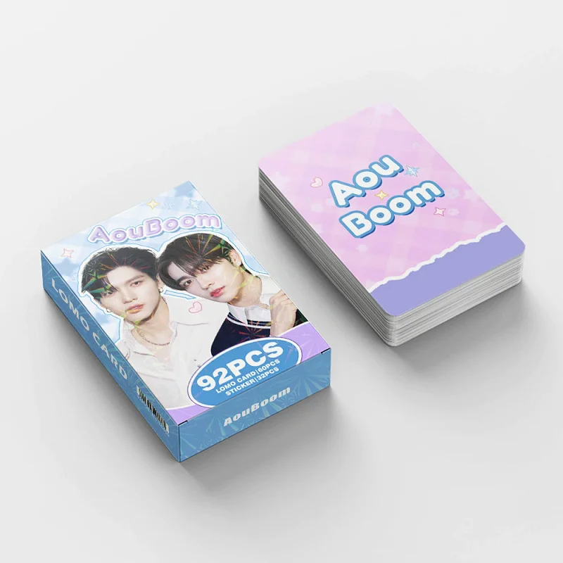 92PCS Thai Drama CP AouBoom Photo Cards Set - Aou & Boom Characters Collectible LOMO Cards with Mini Stickers