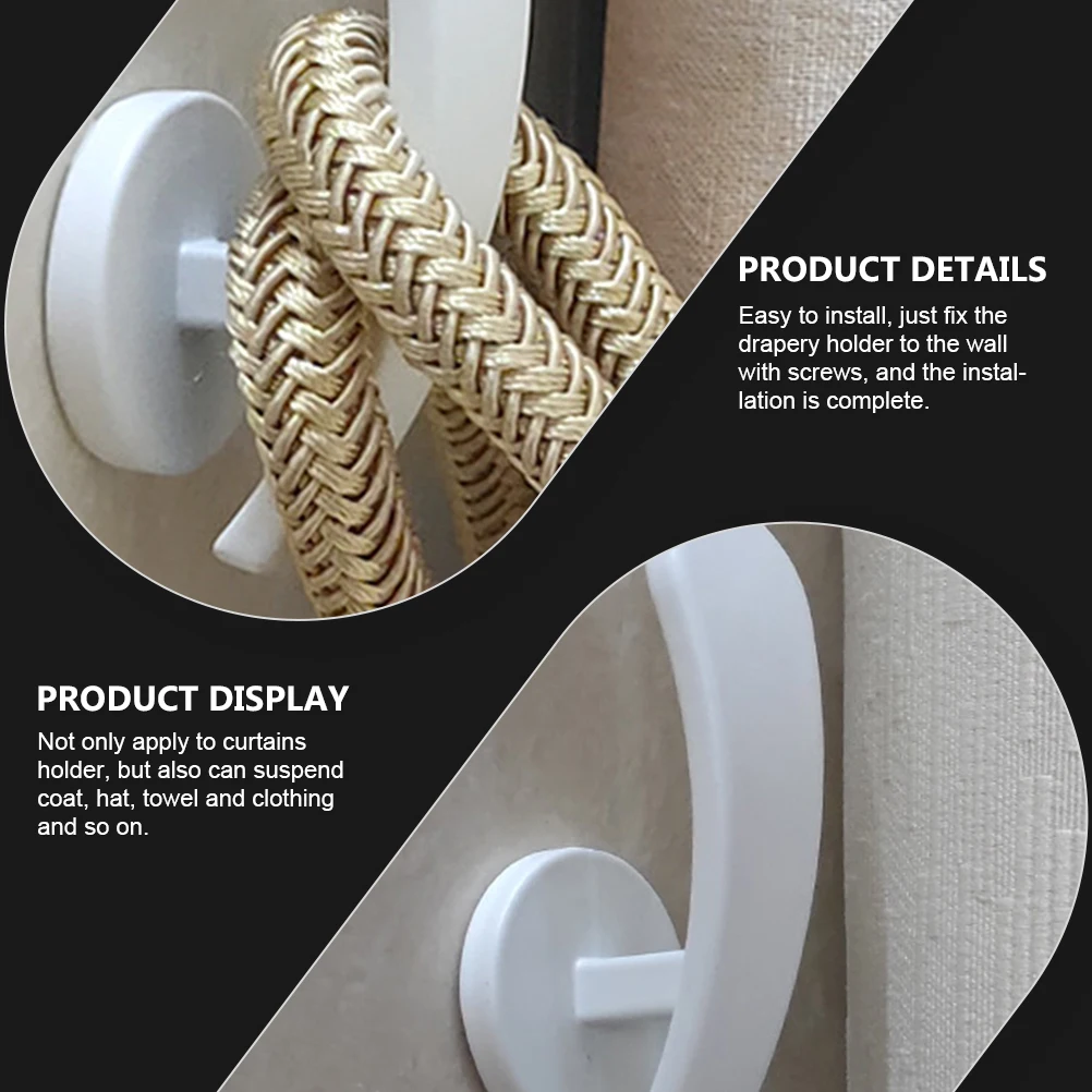 

2pcs Curtain Hooks For Window Drapery Wall Holder Decorative Tieback Buckle Mounting Hardware Hanging Accessories