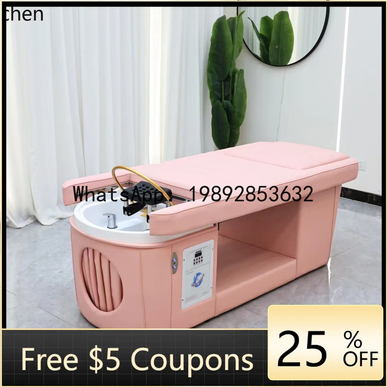 A Shampoo Bed for Hair Salon with Constant Temperature Water Circulation, Head Therapy, Foot Therapy, and Integrated Massage Bed