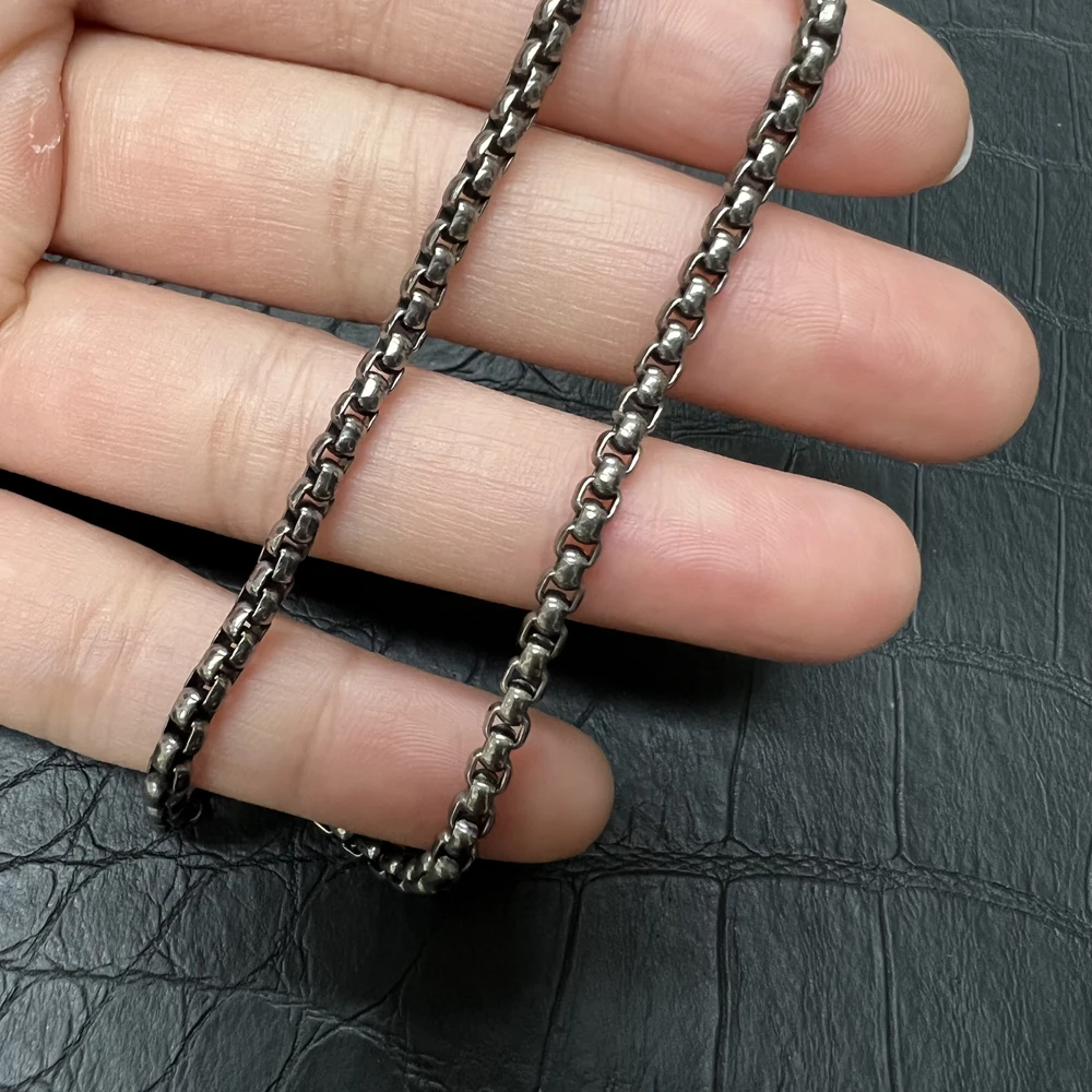 New Pure Titanium Box Chain Bracelet Necklace for Men Women Blue Gray Anti-Allergy Skin Friendly Square Rolo Chain Bracelets