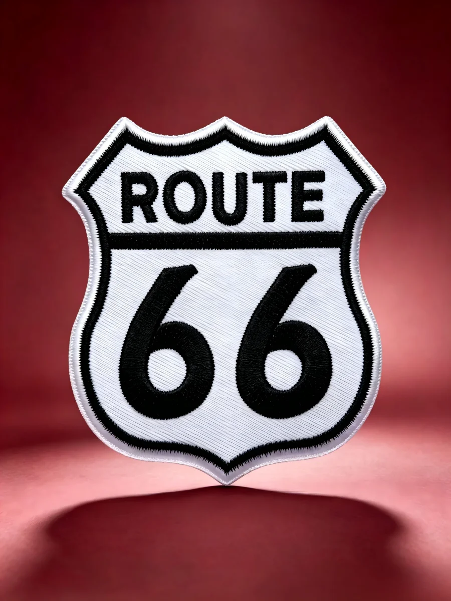 10PCS Route 66 Shield Embroidered Patch Iron On Sew On Badge Vintage Highway Applique for Jacket Vest Backpack Clothing DIY Deco