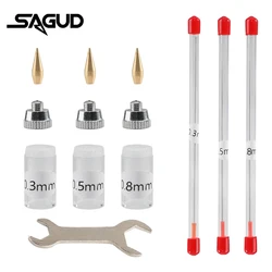 SAGUD 0.2/0.5/0.8mm Airbrush Nozzle&Needle& Nozzle Cap Replacement Parts Kit with Wrench Spray Gun Accessories Repair Tools