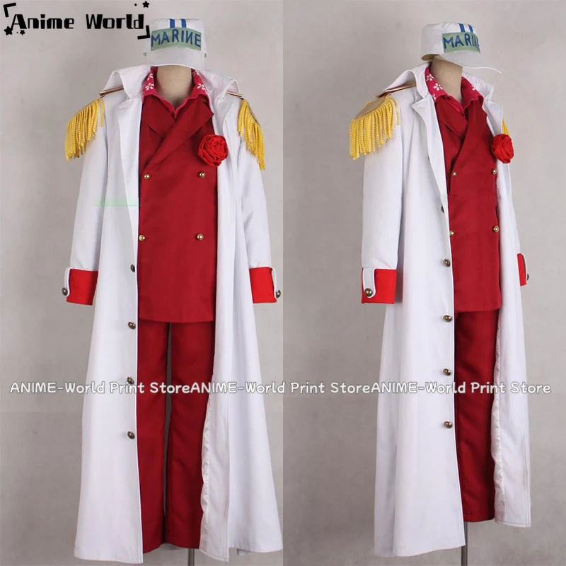 《Custom Size》Anime Marines Admiral Sakazuki Admiral Akainu Whole Set With Red Suit Cosplay Costume