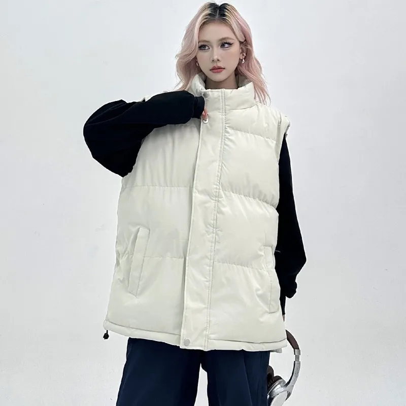 Parkas Women American Retro Sleeveless Baggy Warm Cozy All-match Casual Solid High Street Minimalist Fashion Clothing Winter Ins