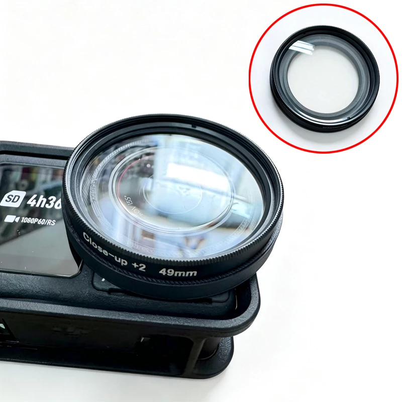 1PCS For DJI Osmo Action 5 Pro Action Camera 2× Close-up Lens Telephoto Lens Filter Adapter Ring Modified Accessory for Vlogging