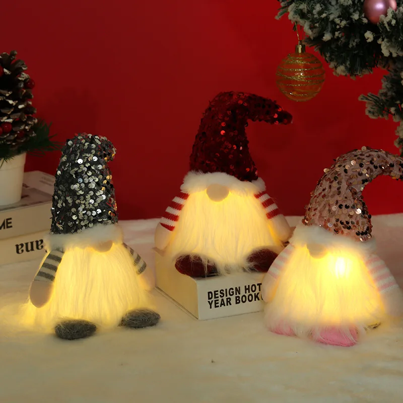 

Light Up Christmas Gnome Elf Handmade Swedish Tomte Gnomes Ornaments New Year 2024 Children's Gifts For Home/Xmas/Navidad Decor