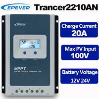 EPEVER Tracer2210AN 20A MPPT Solar Charge Controller Battery Voltage 12V 24V Auto Identufy Max PV Input 100V