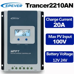 EPEVER 10A Tracer2210AN Tracer3210AN 30A MPPT Solar Charge Controller Battery Voltage 12V 24V Auto Identufy Max PV Input 100V