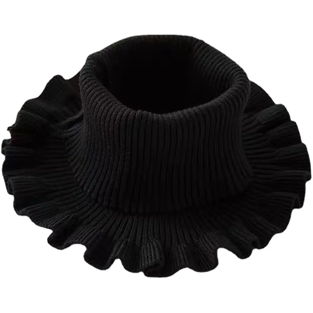 

Warm Neck Gaiter Wool Knit Cover for Men Women Black Lightweight Sweat Absorbent Multipurpose Outdoor Camping Hiking Yoga