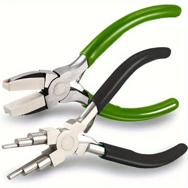 2Pcs Set 6 in 1 Bail Making Pliers Jewelry Bail Pliers Nylon Nose Pliers Jewelry Making Beading Looping Shaping Wire DIY Crafts