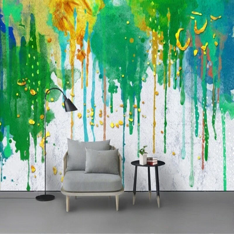 Modern Minimalist Clean New-Style Watercolor Ink Painting Creative Art TV Sofa Bedroom Wall Decoration Pattern Background Wall