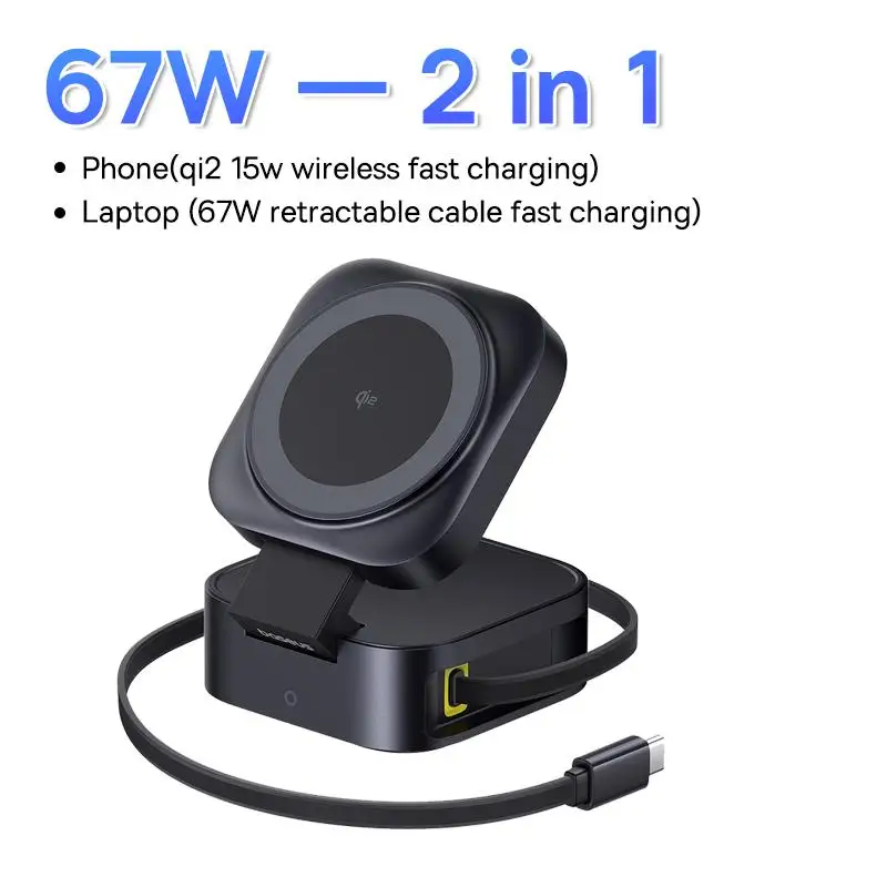 Top 15W Magnetic Wireless Charger 67W 2-in-1 Phone Laptop Fast Charging Dock Station For Macbook iPhone 16 14 15 Samsung