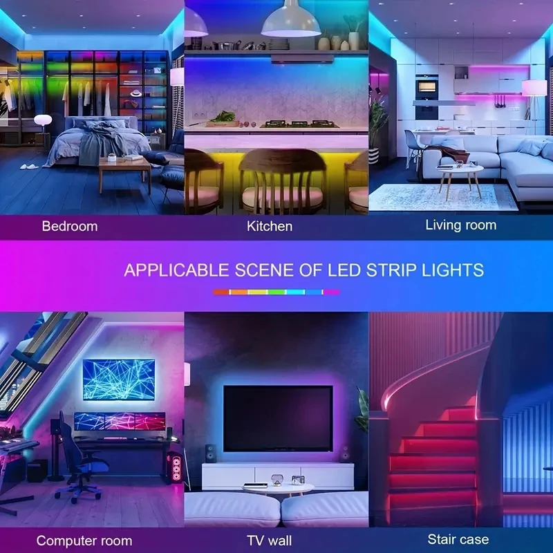 حزام إضاءة LED ذكي طويل جدًا بطول 230 قدم، يدعم توقيت التطبيق، تغيير لون RGB، مع جهاز تحكم عن بعد، مناسب للمهرجانات،