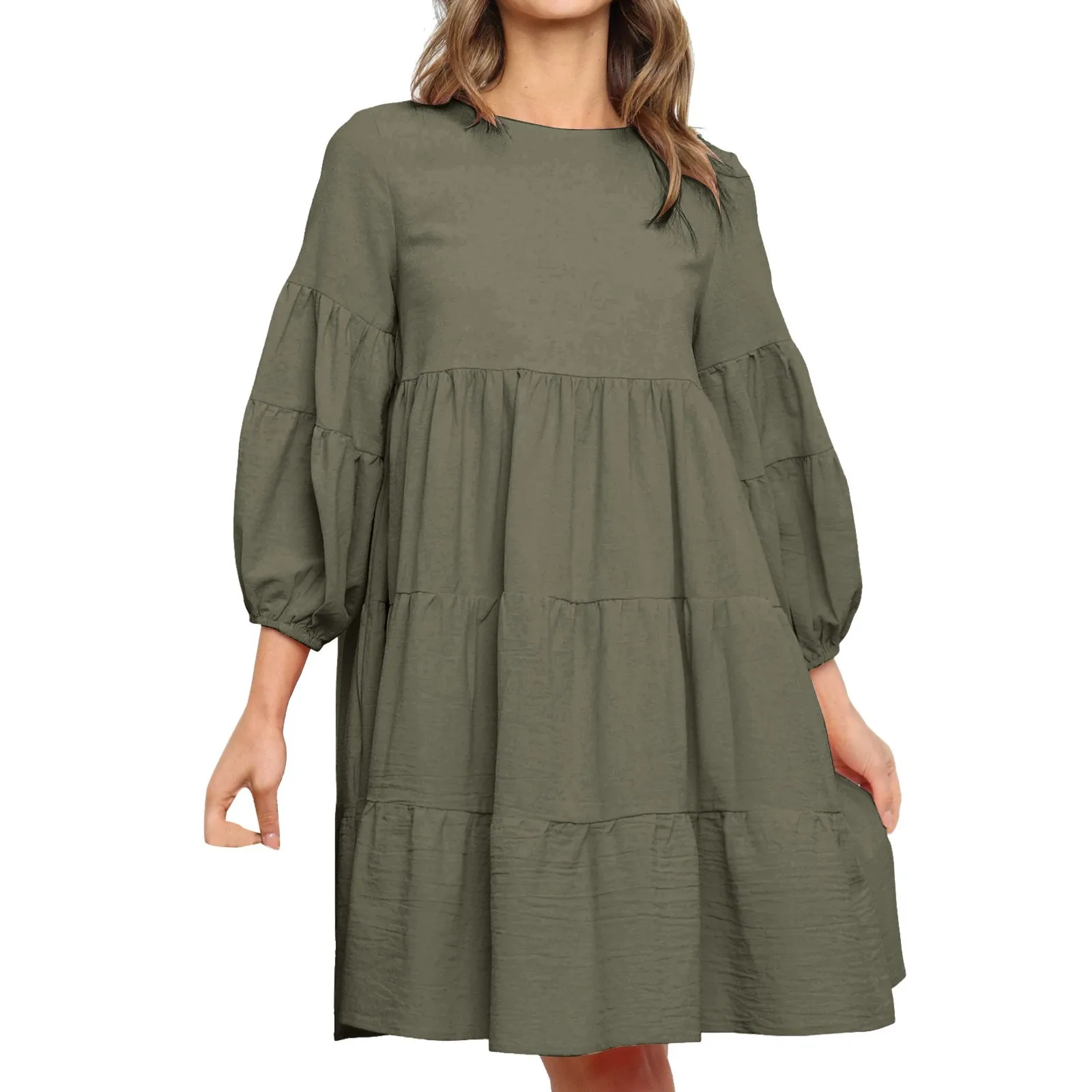 Women Dress For Summer Sleeve Sexy Dress Long V-Neck Women Sleeve Solid Women Summer Classic Casual Short Sleeves Midi Dress