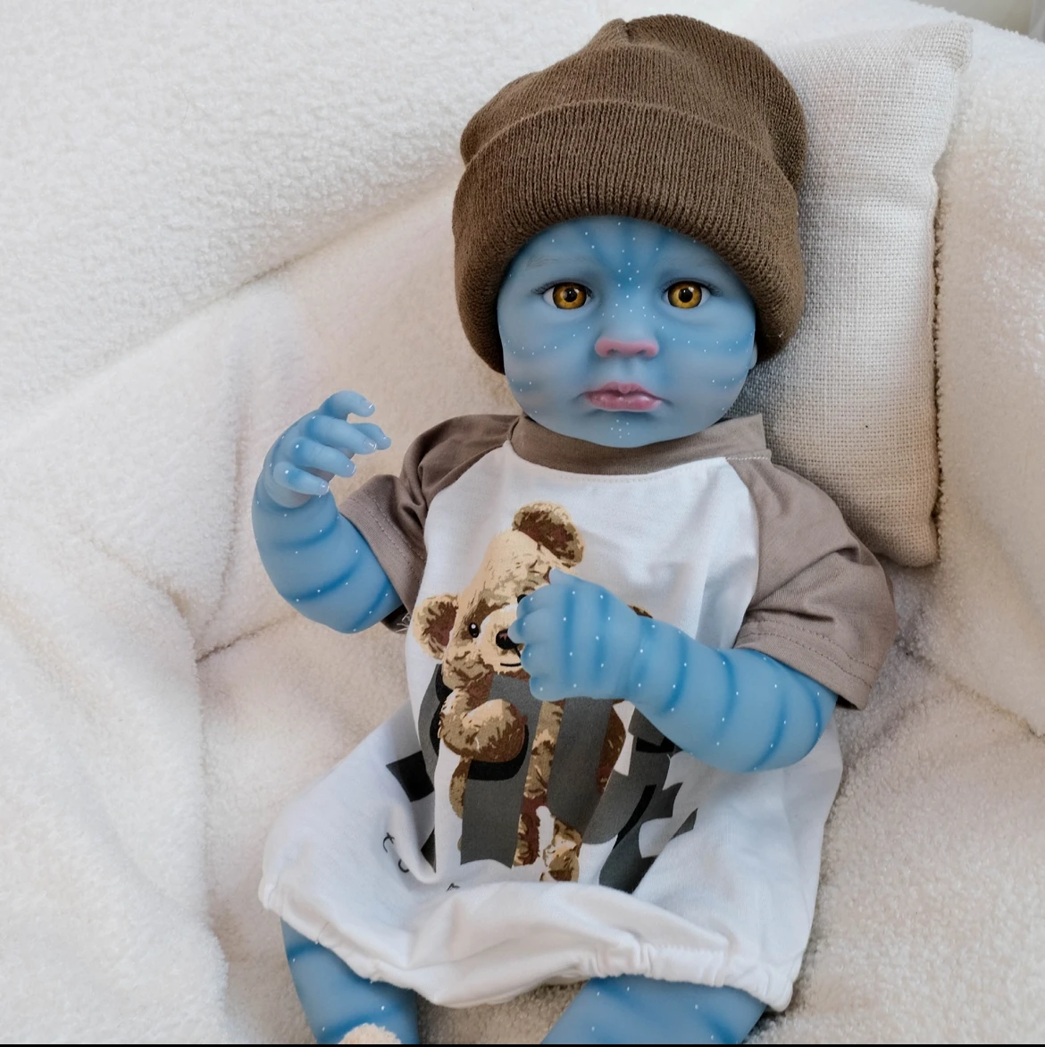 

19" Lifelike LouLou Avatar Reborn Baby Doll - Hypnotic Sparkling Eyes, Ultra Soft Skin in Cute Bear Outfit for Kids & Collectors