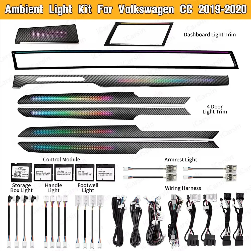 

Upgrade Full Set Symphony Car Interior Ambient Lighting for Volkswagen Passat B8 2015-2022 Strip Accessories Decoration