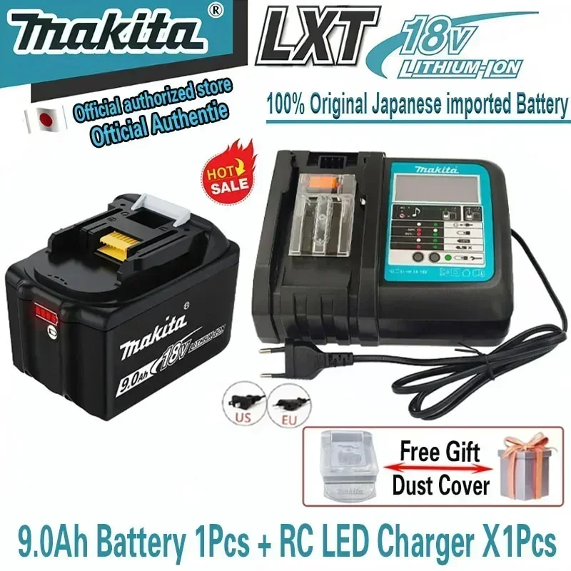 Batería de herramienta eléctrica recargable Makita 100% original, iones de litio LED reemplazables 6,0 Ah 18 V LXT BL1860 BL1850