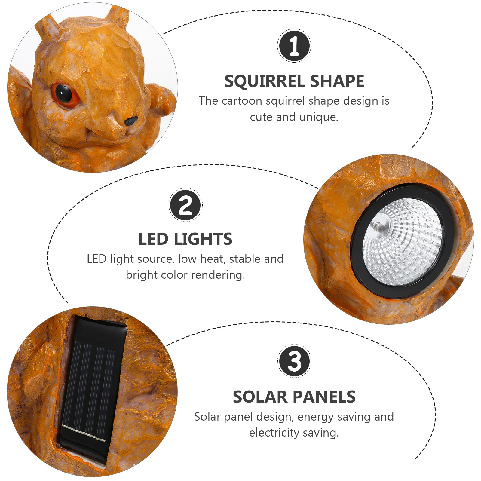 1Pcs Cartoon Squirrel Resin Solar Light Outdoor Waterproof LED Lamp Garden Decor Spotlight Cartoon Spotlight Solar Light